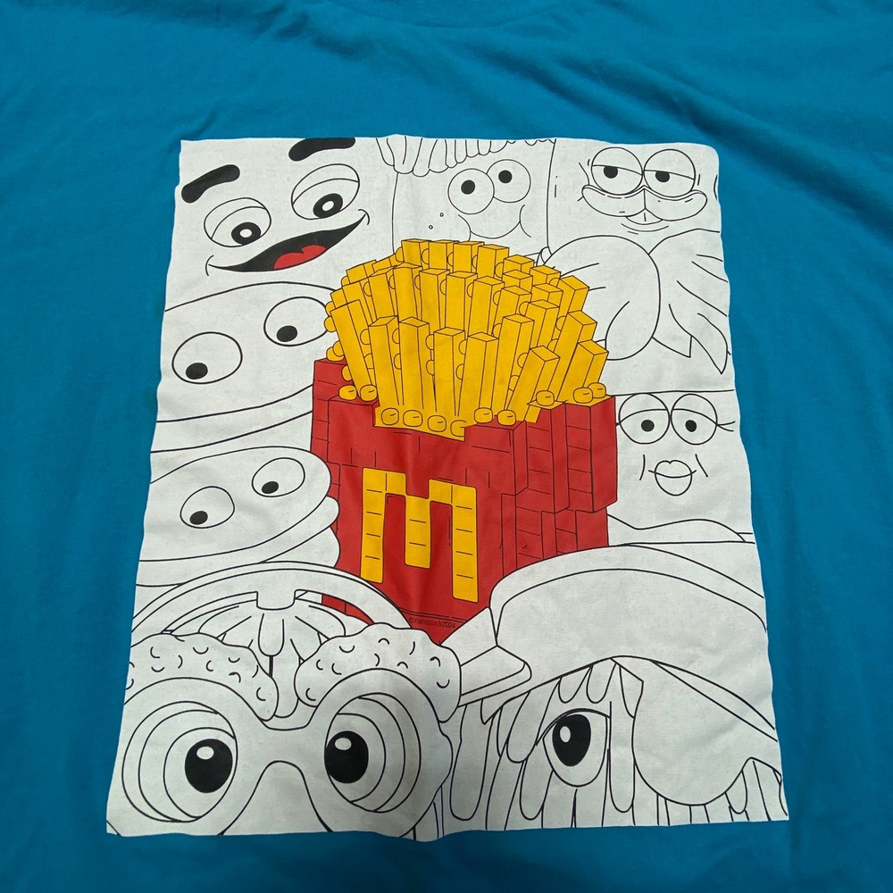 McDonald's Lego Fries Turquoise Blue T Shirt‎ Men's XL